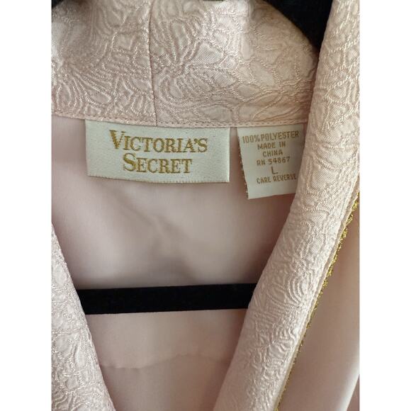 VTG Victoria's Secret Gold Label Pink Gold Quilted Hem Robe W/Belt Womens L - Picture 3 of 7